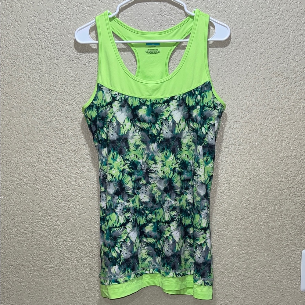 Tek Gear Green and Blue Patterned Women's Tank Top